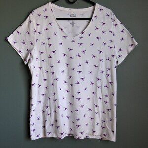 2/$13 Croft & Barrow Women's Classic V-Neck Sparrows Tee Size XL